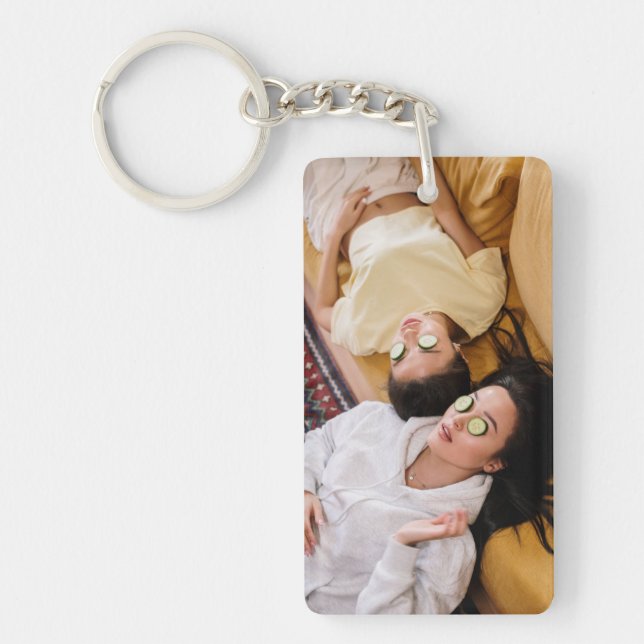 Best Friends Forever Script Custom Photo BFF's Keychain (Front)