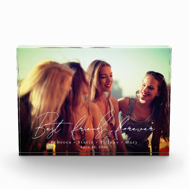 Best Friends Forever Script Minimalist Photo Block (Front)