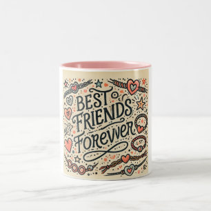 Best Friends Forever Typography Two-Tone Coffee Mug