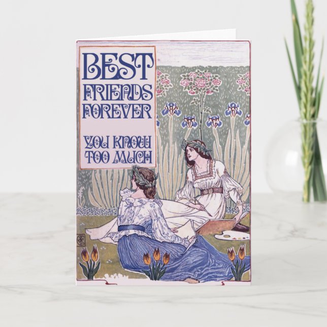 Best Friends Forever Vintage Art Card (Front)