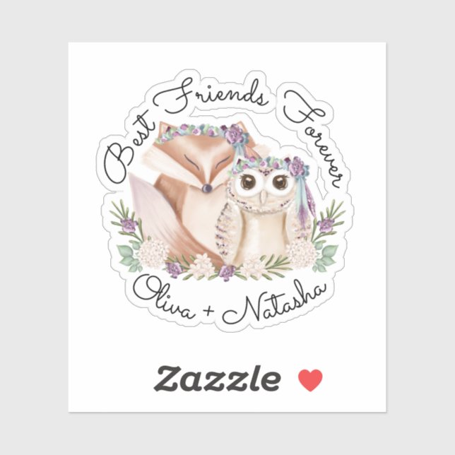 Best Friends Forever Watercolor Woodland Fox & Owl (Sheet)