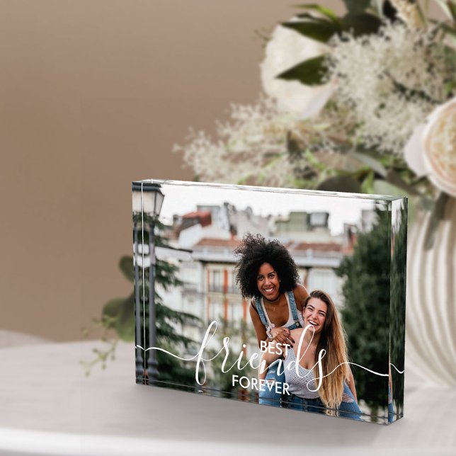 Best Friends Forever White Script Overlay Custom Photo Block (Creator Uploaded)