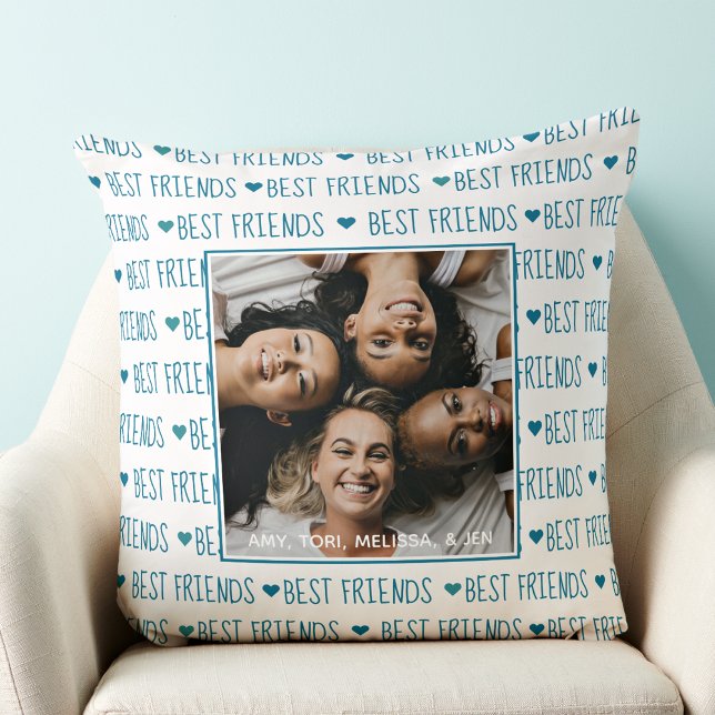 Best Friends Friendship Photo Throw Pillow (Creator Uploaded)