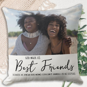 Best Friends Friendship Quote White Photo Throw Pillow