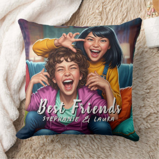 Best Friends Funny  Throw Pillow