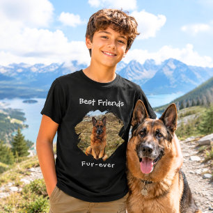 Best Friends fur-ever Dog Photo Black Boy T-Shirt