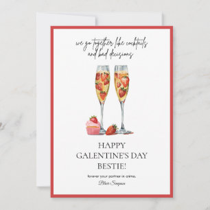 Best friends Galentine's Day Cocktail Holiday Card