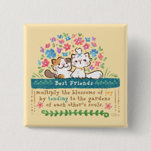 Best Friends’ Gardens - Paisley & Mignon Cats 2 Inch Square Button
