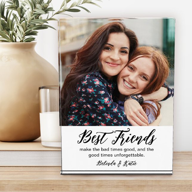 Best Friends Gift for Friends Photo Block (A pretty script best Friends photo block. Personalize it with your message and names.)