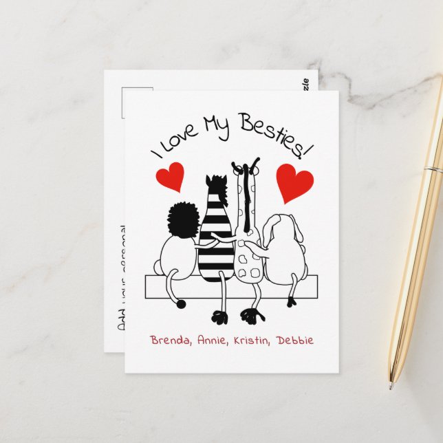 Best Friends Greetings Postcard (Front/Back In Situ)