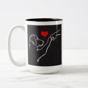 Best Friends Hand and Dog Line Art Pullover Two-Tone Coffee Mug