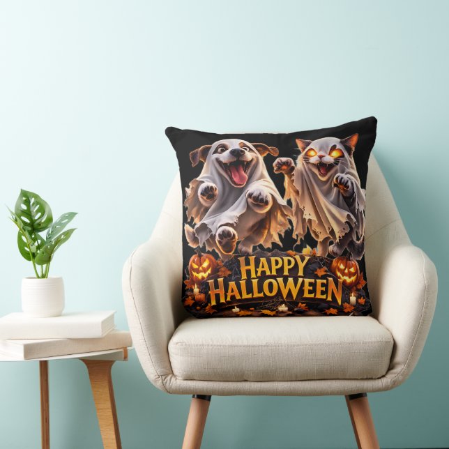 Best friends happy Halloween decorative Throw Pillow (Chair)