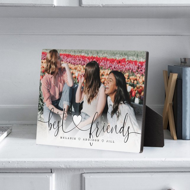 Best Friends Heart Script Gift For Friends Photo Plaque (Creator Uploaded)