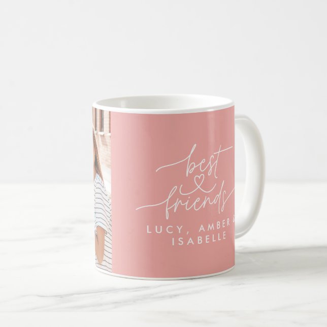 Best friends heart script photo elegant blush pink coffee mug (Front Right)