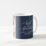 Best friends heart script photo elegant dusty blue coffee mug<br><div class="desc">Best friends heart script photo elegant modern dusty blue typography girly best friends design. Part of a modern collection.</div>