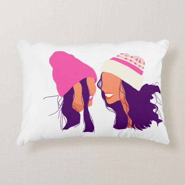 Best Friends Illustration • Modern Accent Pillow (Front)