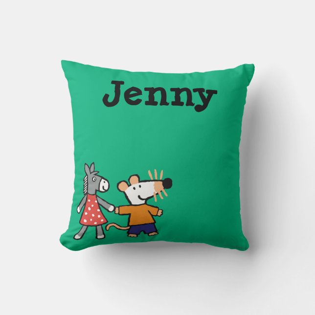 Best Friends Maisy and Dotty Hold Hands Throw Pillow (Front)