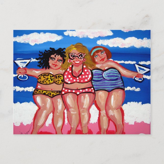 Best Friends Martini Beach Divas Post Card (Front)