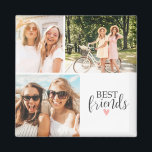 Best Friends Modern Chic BFF Script Photo Magnet<br><div class="desc">A best friends photo magnet with room for 3 photos. Personalize it with photos of your besties. Designed for you by Blackberry Boulevard.</div>