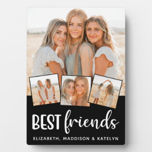 Best Friends Modern Customized 4 Photo Collage Plaque