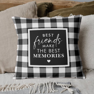 Best Friends Modern Script Calligraphy Photo Throw Pillow