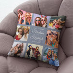 BEST FRIENDS Modern Script Instagram Photo Collage Throw Pillow<br><div class="desc">Custom Besties Photo pillow featuring your own personalized names in an Insta friendly photo collage grid. Perfect gift for a keepsake graduation gift or a sweet birthday surprise for your best friend forever. This is the dusty blue version.</div>