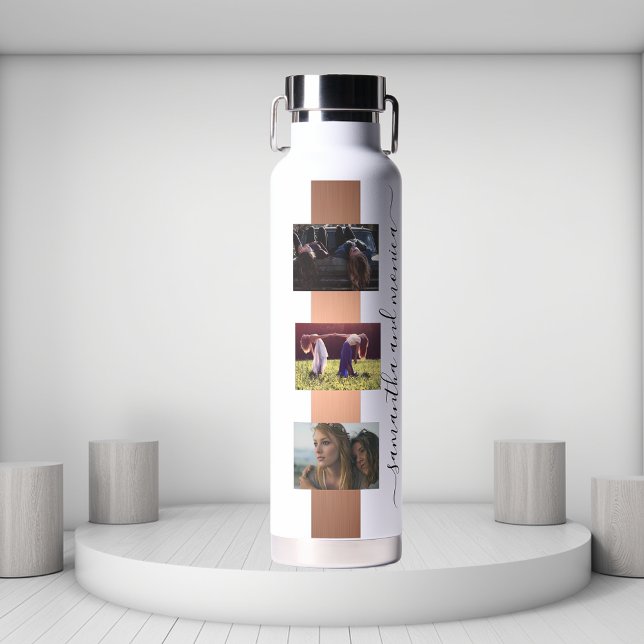 Best Friends Monogram Photo Rose Gold  Water Bottle (Creator Uploaded)