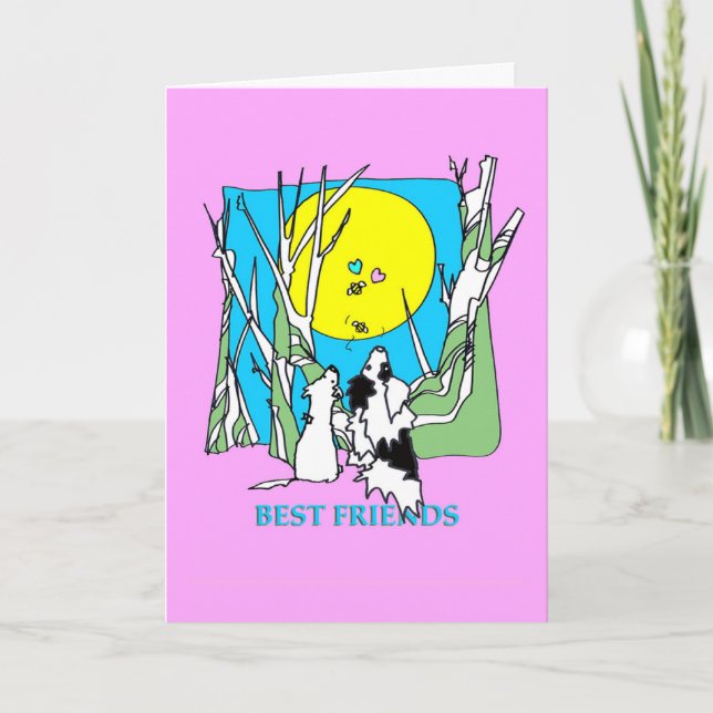 Best Friends-On Pink Holiday Card (Front)