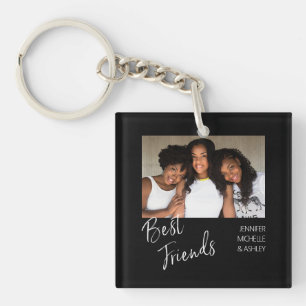 Best Friends One Photo with Names Keychain