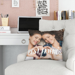 Best Friends Overlay Photo Throw Pillow