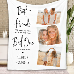Best Friends Personalized Chic 3 Photo Friendship Fleece Blanket