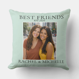 Best Friends Personalized Name Date Photo Throw Pillow