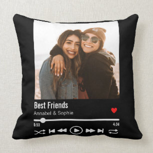 Best Friends Personalized Photo Playlist Throw Pillow