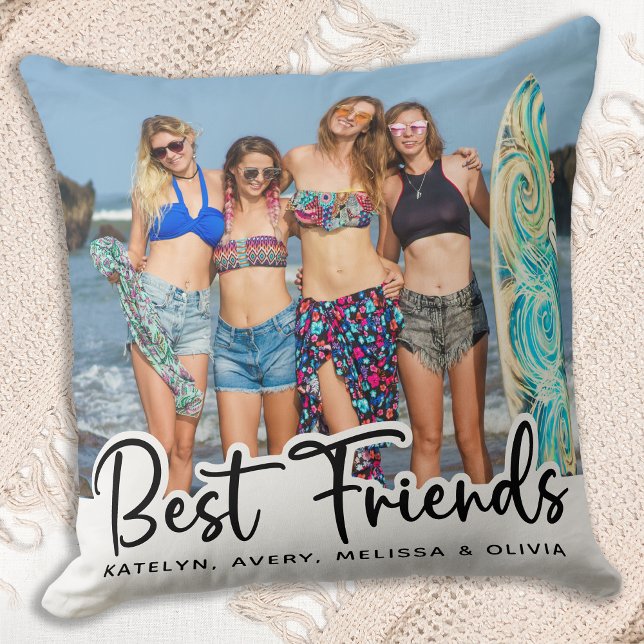 Best Friends Personalized Trendy Friendship Photo Throw Pillow (Creator Uploaded)