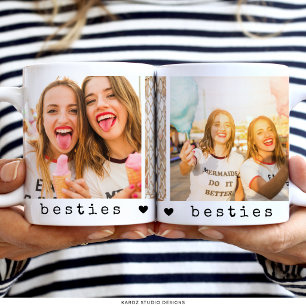 Best Friends Photo Collage Besties Friendship Two-Tone Coffee Mug