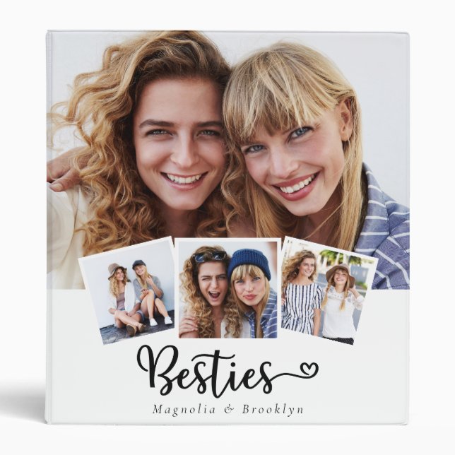 Best Friends Photo Collage Besties Heart Binder (Front)