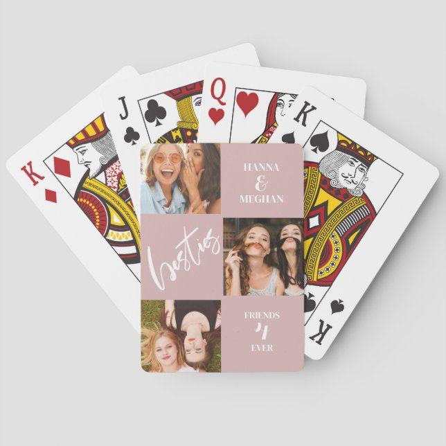 Best friends Photo collage names Playing Cards (Back)