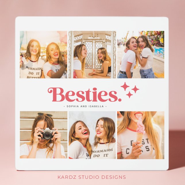 Best Friends Photo Collage With Names Plaque (Personalize this Best friends photo collage with you and your bestie fun pictures and names. )