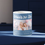 Best friends photo dusty blue names coffee mug<br><div class="desc">A dusty blue coloured background.  Personalize and add your own photo,  selfie of your best friend(s) your names and place of event.  The text: Friends for Life is written with a modern style script.  Perfect as a gift for yourself or as a birthday or Christmas gift for your friends.</div>