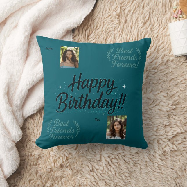 Best Friends Photo Gift Throw Pillow (Blanket)