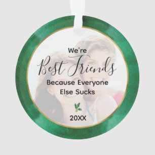 Best Friends Photo Green Gold Ornament