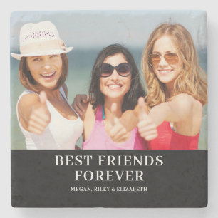 Best Friends Photo Name Stone Coaster