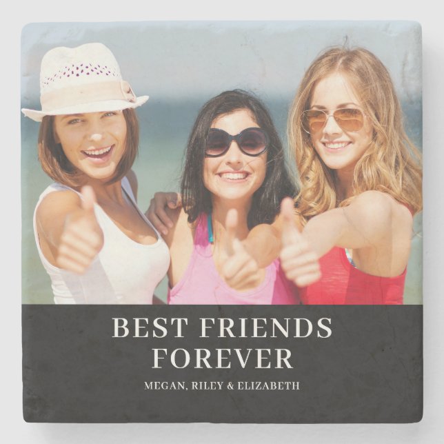 Best Friends Photo Name Stone Coaster (Front)