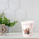 Best friends photo names eucalyptus greenery pink latte mug<br><div class="desc">Personalize and add your own photo of your best friend(s). Elegant blush pink background.  Add your names and the year you got to know each other. Dark grey letters and frame. Decorated with 2 eucalyptus wreaths</div>