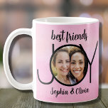 Best Friends Photo Pink Coffee Mug<br><div class="desc">Decorate this trendy pink coffee mug with a photo of you and your best friend.
It features stylish typography and is easily customizable with your photo and names.</div>