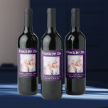 Best friends photo purple names party wine label<br><div class="desc">A gift for your best friend(s) for a birthday party,  a Bridal Shower,  Christmas or a special event. White text: Friends for Life,  written with a trendy style script. Personalize and use your own photo and name(s)  A feminine deep purple background colour.  The purple colour is uneven.</div>