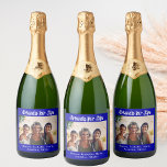 Best friends photo royal blue white names party sparkling wine label<br><div class="desc">A gift for your best friend(s) for a birthday party,  a Bridal Shower,  Christmas or a special event. White text: Friends for Life,  written with a trendy style script. Personalize and use your own photo and name(s)  A royal blue background colour.</div>