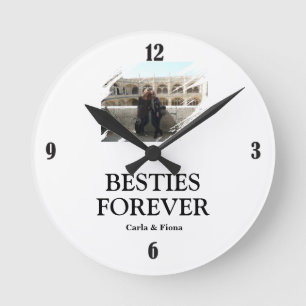 Best Friends Photo Wall Round Clock