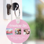 Best friends pink pastel white script photos keychain<br><div class="desc">A gift for your best friend(s) for birthdays,  Christmas or a special event. White text: Friends for life,  written with a trendy style script. Personalize and use your own photos and names.  A girly pink pastel background.</div>
