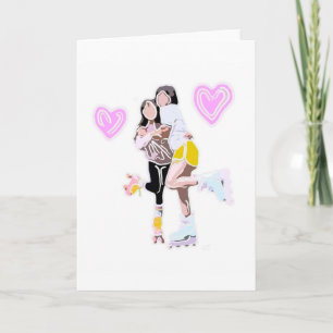 Best Friends Roller Skate Hearts Card